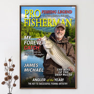 Custom Photo, Fishing, Gift For Men, Gift For Yourself, Gifts For Him, Happy, Remove BG Photo, Top Market - Gift For Fishing Lovers - Personalized Custom Photo Fisherman Of The Year Magazine Poster
