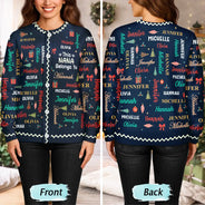 Christmas, Custom Text, Gift For Grandma, Gifts For Her, Happy - Christmas Gift For Grandma Nana - Personalized Kids Names Cardigan