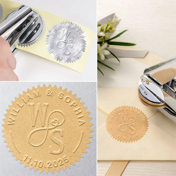 Love,Wedding,Wedding Anniversary,Gift For Couples,Engaged - Wedding Couple - Personalized Embosser Stamp