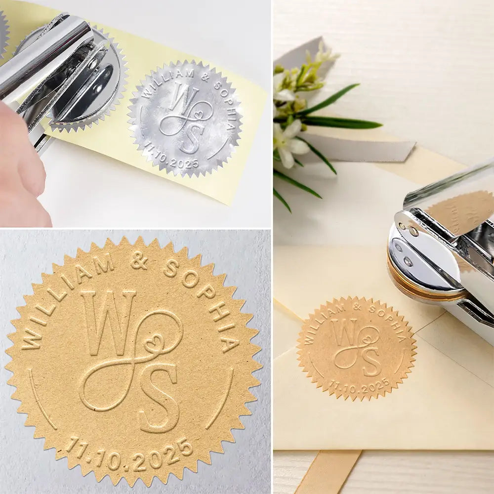 Wedding Couple - Personalized Embosser Stamp