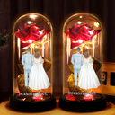 Gift For Couples,Old Couples,Gift For Husband,Gift For Wife,LGBT,Love,Married ,Engaged,Wedding,Wedding Anniversary - Wedding Couple - Personalized Everlasting Rose Dome Lamp