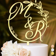 Romantic, Gift For Couples, Wedding, Custom Text - Wedding Couple Initials - Personalized Cake Topper