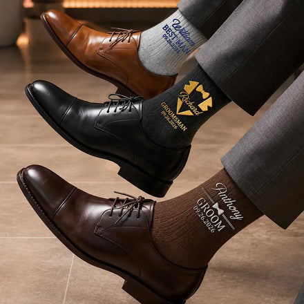 Wedding Groom Best Man Groomsman - Personalized Embroidered Socks