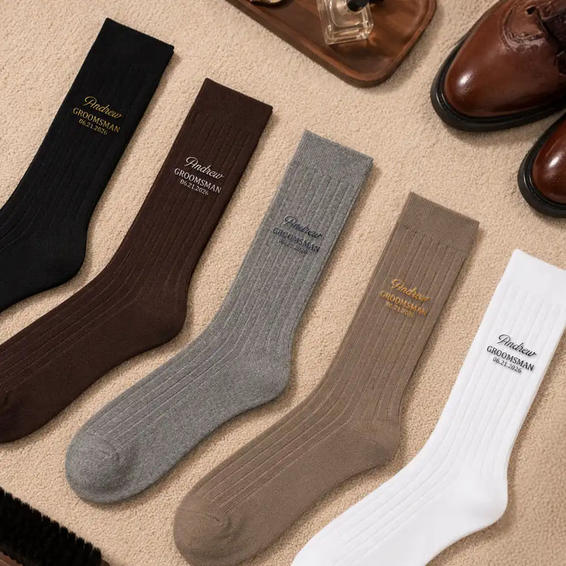 Gift For Men, Gift For Yourself, Wedding, Confident, Custom Text - Wedding Groom Best Man Groomsman - Personalized Embroidered Socks