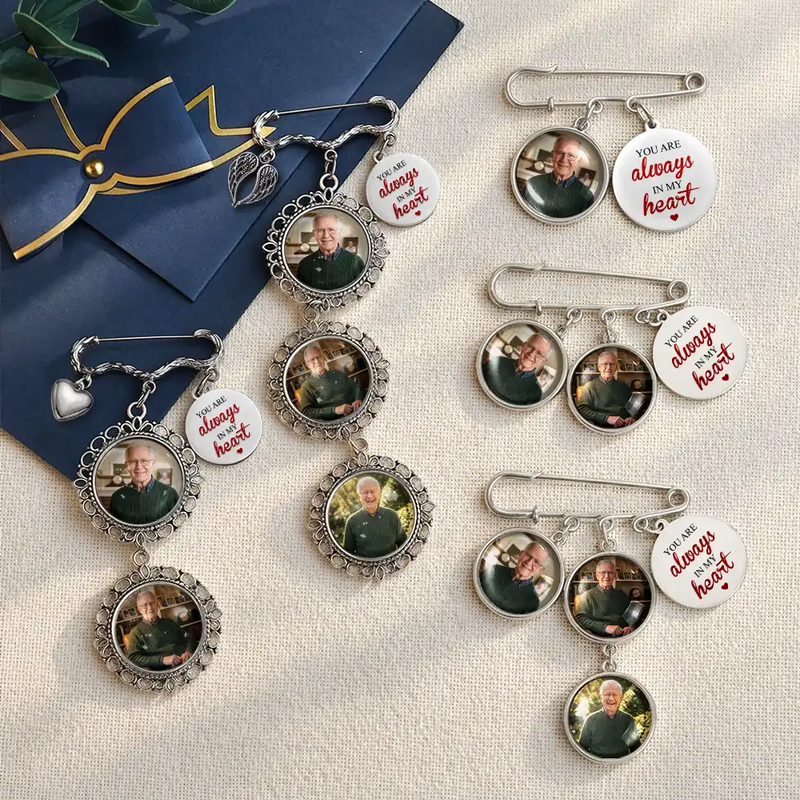 Custom Photo, Wedding, Gift For Yourself, Sympathetic, Upload Full Photo - Wedding Walking Beside You Memorial - Personalized Lapel Pin