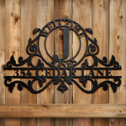 Family,Backyard - Welcome Family Name Monogram - Personalized Cutout Metal Sign