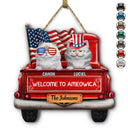 Cat Lovers, Cat Mom, America 250th, Independence Day, Funny - Welcome To Ameowica - Personalized Custom Shaped Wood Sign