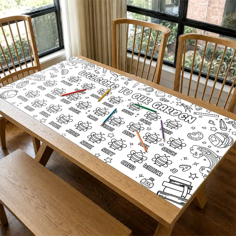 Teacher,Inspirational,Back To School,Icon,Custom Text - Welcome To First Grade Kindergarten - Personalized Coloring Tablecloth