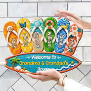 Summer, Grandparents, Top Market, Adorable, Custom Text - Welcome To Grandma Grandpa House - Personalized Custom Shaped Wood Sign
