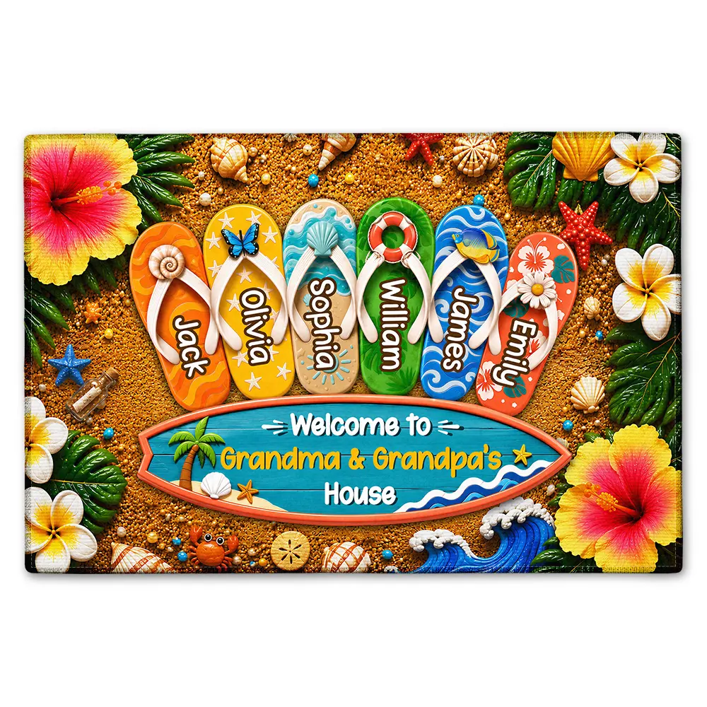 Welcome To Grandma Grandpa House - Personalized Doormat