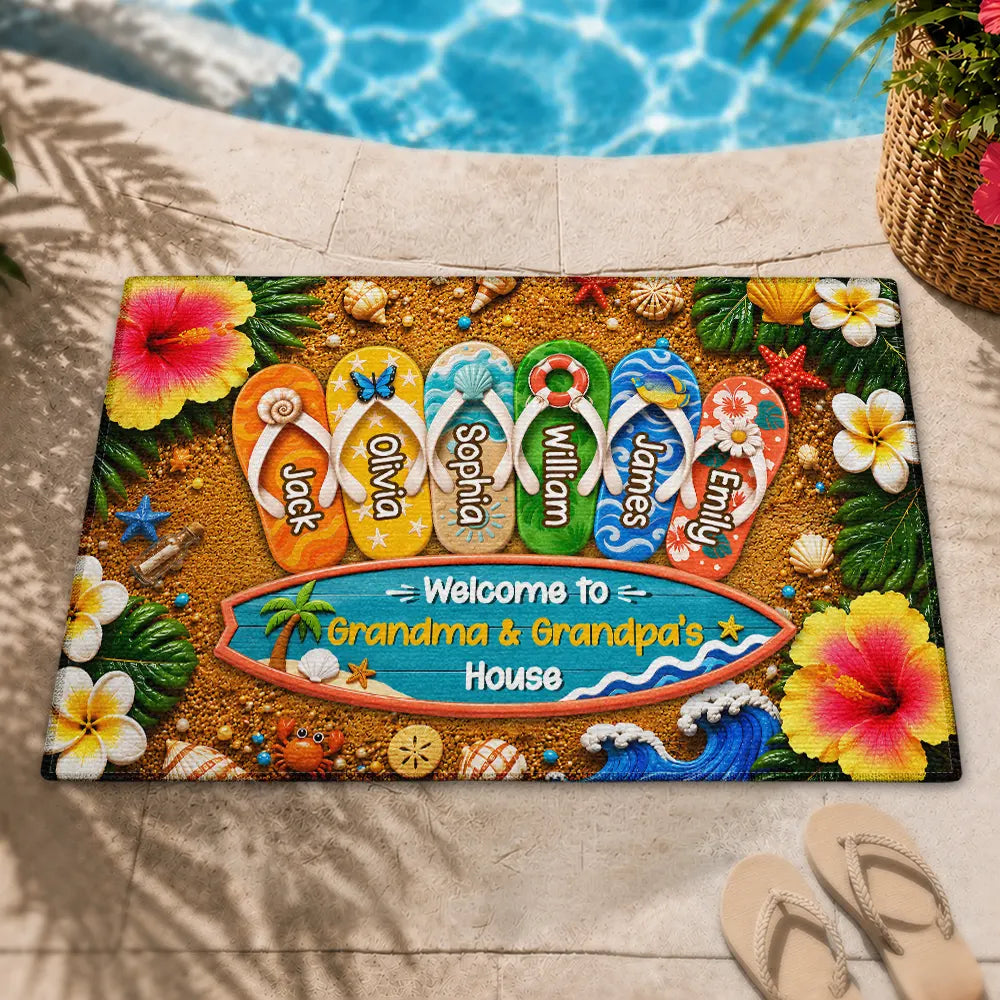 Top Market,Adorable,Grandparents,Summer,Icon - Welcome To Grandma Grandpa House - Personalized Doormat