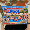 America 250th, Independence Day, Grandparents, Top Market, Playful, Vector - Welcome To Grandma Grandpa Pool 250th Anniversary - Personalized Classic Metal Signs