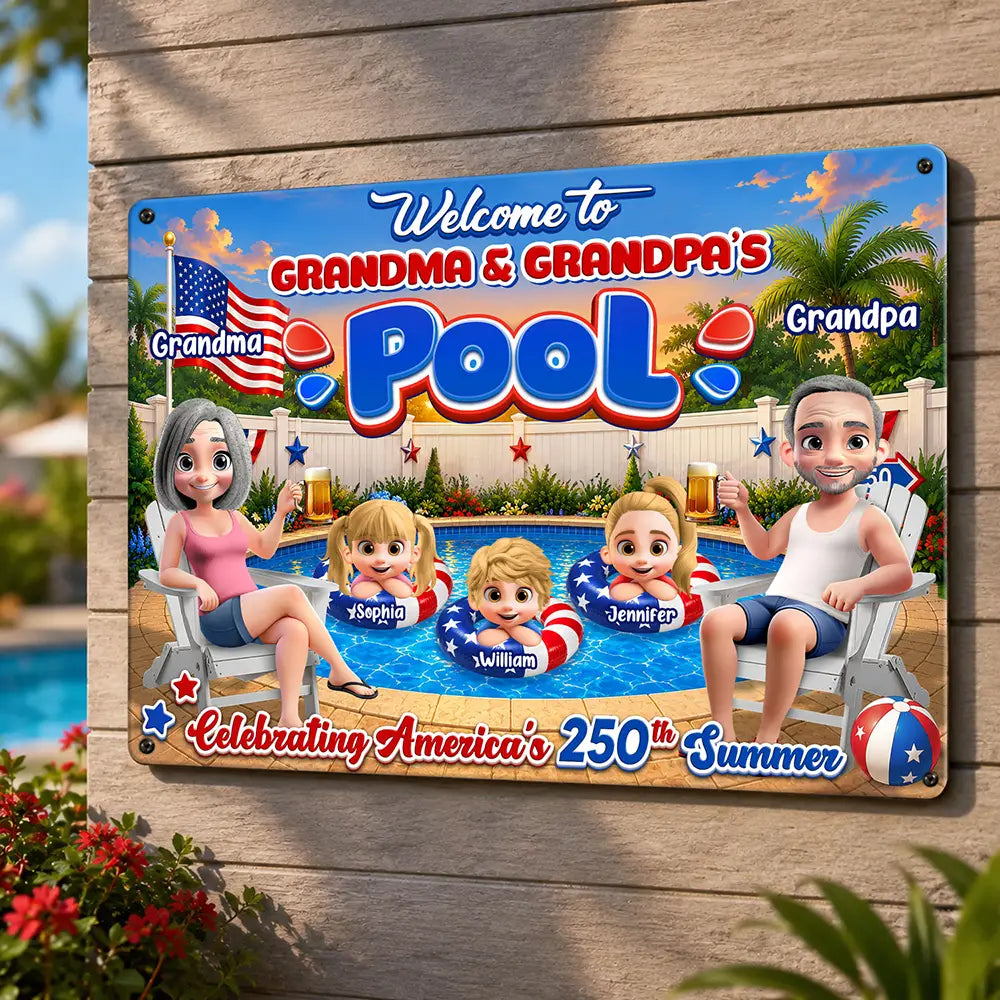 Welcome To Grandma Grandpa Pool 250th Anniversary - Personalized Classic Metal Signs
