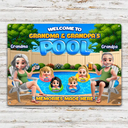 Poolside,Outdoor Decor,Summer,Grandparents,Top Market,Adorable,Vector - Welcome To Grandparents Pool Summer - Personalized Classic Metal Signs