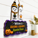 Adorable,Halloween,Grandparents,Icon - Welcome To Haunted House Halloween Boo - Personalized Custom Shaped Wood Sign