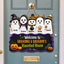 Adorable,Halloween,Grandparents,Icon - Welcome To Haunted House Halloween Boo - Personalized Custom Shaped Wood Sign