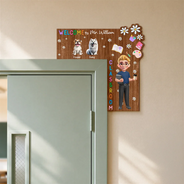 Back To School,Pet Lovers,Playful,Vector - Welcome To My Class Cat Dog Mom Teacher - Personalized Door Corner Wood Sign