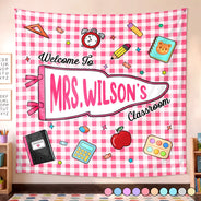Back To School, Teacher, Inspirational, Warp Text - Welcome To My Classroom - Personalized Backdrop