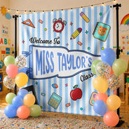 Back To School, Teacher, Inspirational, Warp Text - Welcome To My Classroom - Personalized Backdrop