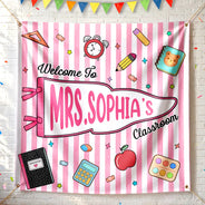 Back To School, Teacher, Inspirational, Warp Text - Welcome To My Classroom - Personalized Backdrop