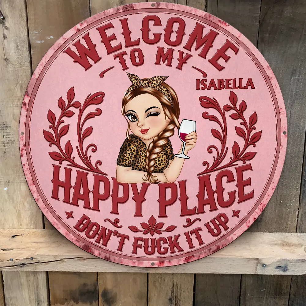 Gardening, Gift For Yourself, Gift For Women, Summer, Humorous, Vector - Welcome To My Happy Place - Personalized Custom Shaped Metal Sign