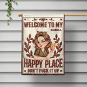 Gardening, Gift For Yourself, Gift For Women, Summer, Humorous, Vector - Welcome To My Happy Place - Personalized Flag