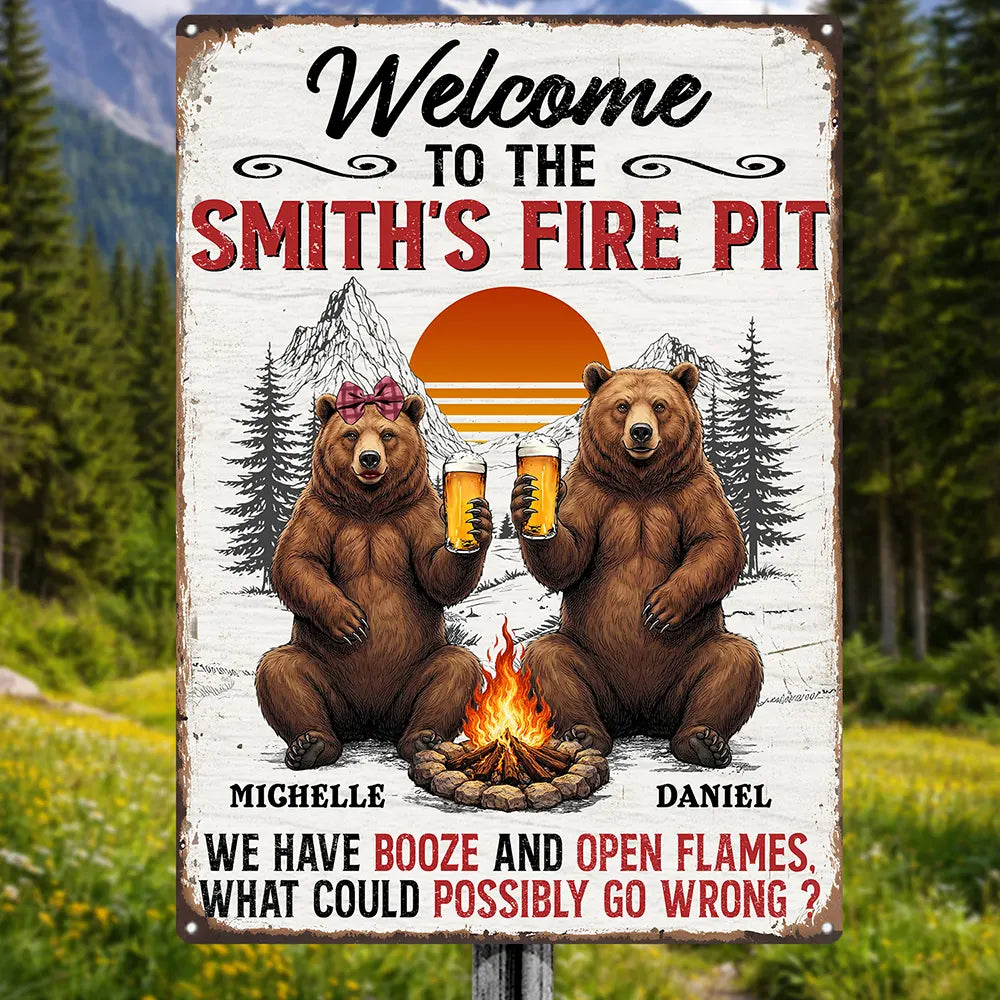 Welcome To Our Fire Pit - Personalized Classic Metal Signs