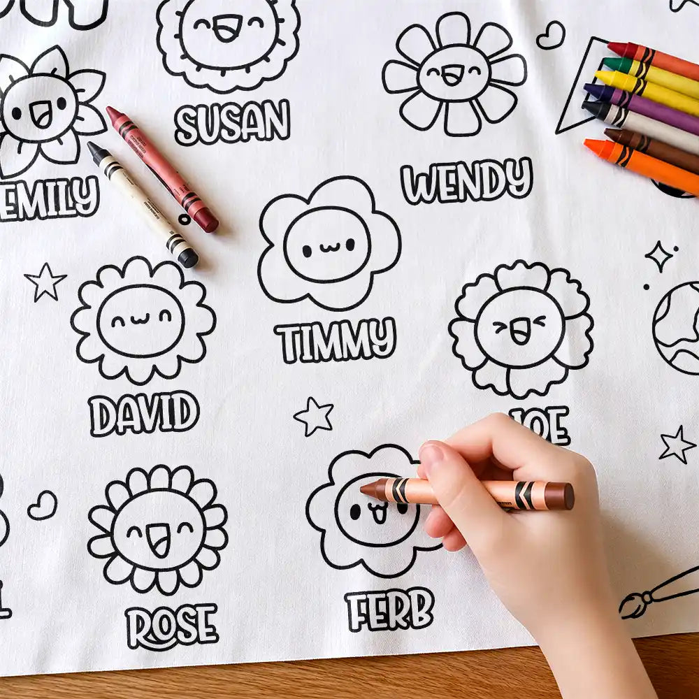 Teacher,Inspirational,Back To School,Icon,Custom Text - Welcome To Our Garden Back To School - Personalized Coloring Tablecloth