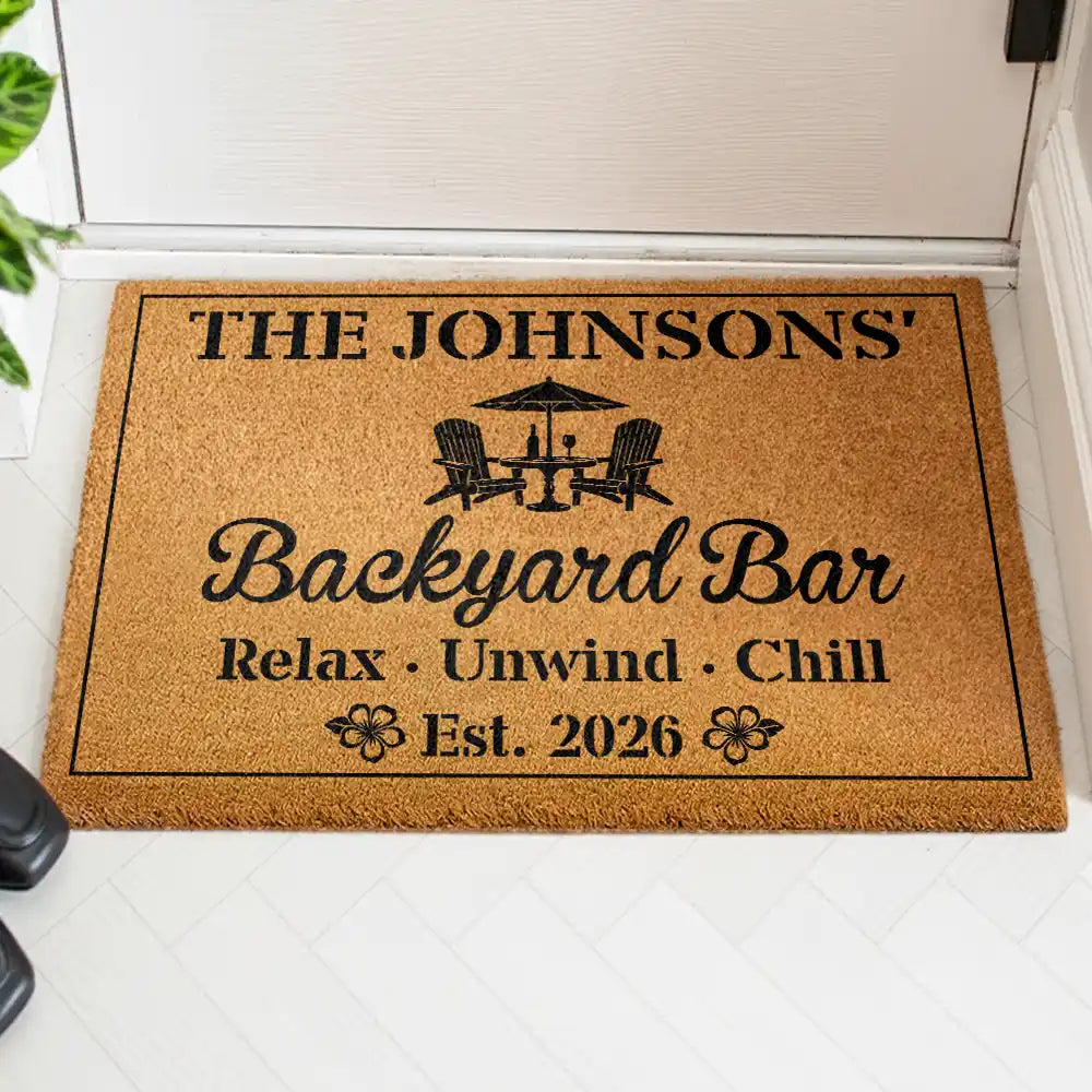 Poolside,Outdoor Decor,Summer,Top Market,Family,Cozy,Custom Text - Welcome To Our Poolside Paradise - Personalized Coconut Doormat