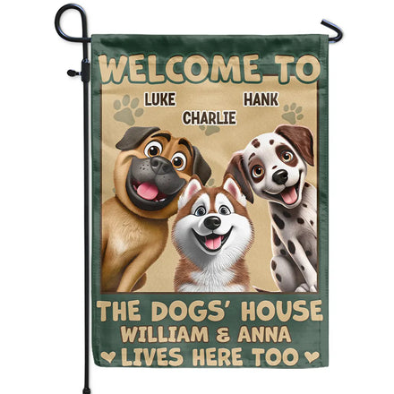 Welcome To The Dog House 3d Effect - Personalized Flag