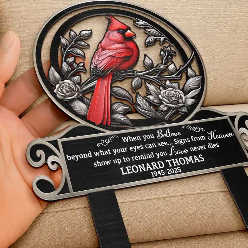 Sad - When Cardinals Appear - Personalized Metal Garden Stake