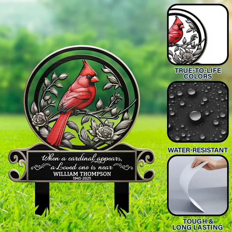 Sad - When Cardinals Appear - Personalized Metal Garden Stake