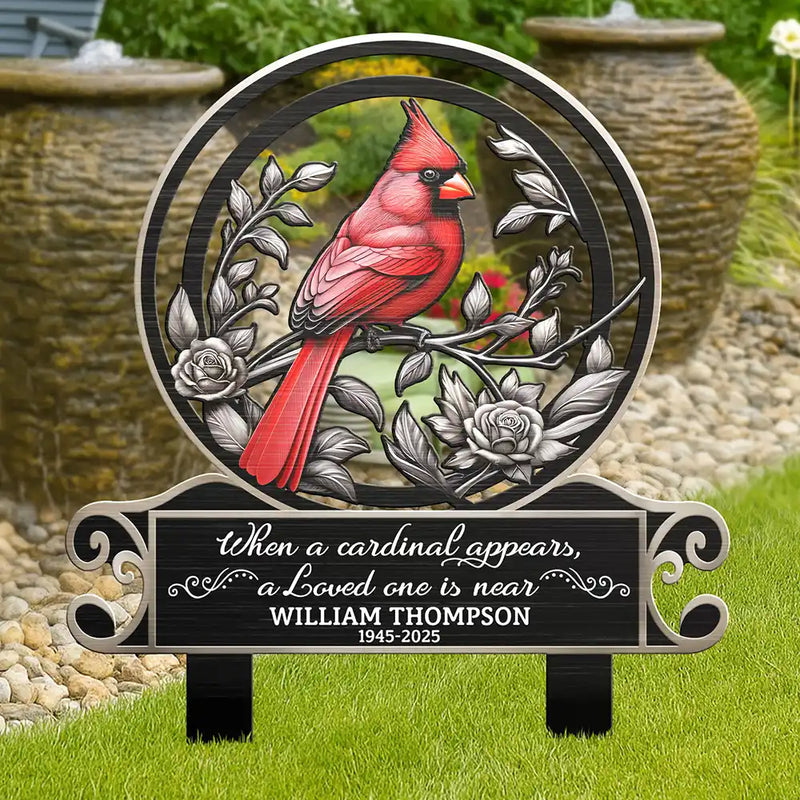 Sad - When Cardinals Appear - Personalized Metal Garden Stake