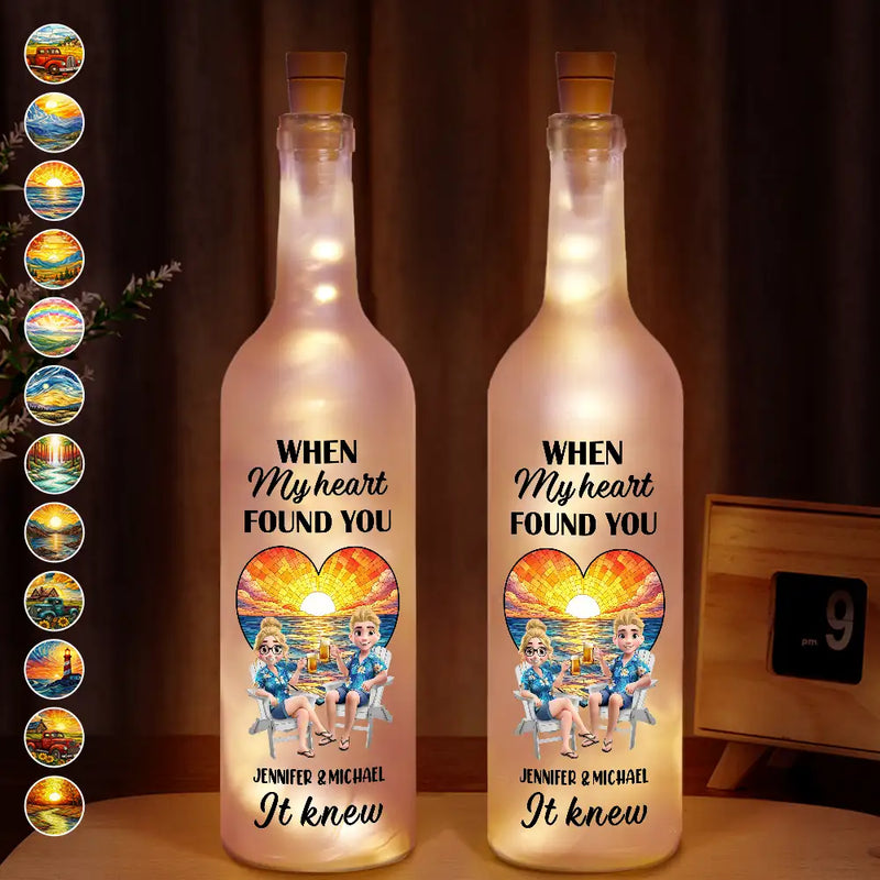 Gift For Couples,Gift For Husband,Gift For Wife,Gift For Boyfriend,Gift For Girlfriend,Love - When My Heart Found You It Knew - Personalized Bottle Light