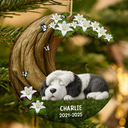 Christmas,Dog Lovers,Memorial,Non-Eng - Where Memories Bloom Beneath The Crescent Tree - Personalized Custom Shaped Wooden Ornament