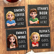 Gift For Sisters,Gift For Sibling,Gift For Brothers,Family,Gift For Bestie,Gifts For Colleagues,Cousin,Gift For Yourself,Gift For Men,Gift For Women,Funny - Wine Wisky Beer Goes Here - Personalized Slate Coaster