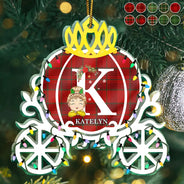Happy,Christmas,Gift For Kids - Winter Prince & Princess Carriage - Personalized Custom Shaped Acrylic Ornament