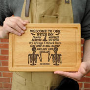 Funny, Halloween, Gift For Couples, Gift For Husband, Gift For Wife, Gift For Boyfriend, Gift For Girlfriend - Witch Halloween Proudly Serving - Personalized Wooden Cutting Board