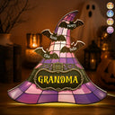 Adorable,Gift For Grandchildren,Gift For Grandkids,Gift For Grandma,Halloween,Grandma - Grandkids,Icon - Witch Hat Grandma & Grandkids - Personalized Custom Shaped Light Box