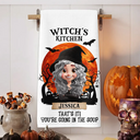 Playful,Halloween,Gift For Yourself,Vector - Witch Kitchen Brewing Something Special - Personalized Kitchen Towel