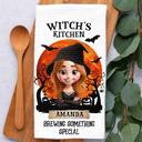 Playful,Halloween,Gift For Yourself,Vector - Witch Kitchen Brewing Something Special - Personalized Kitchen Towel