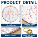Sentimental,Christmas,Pet Lovers,Memorial,Vector - Woman Sitting With Pets Line Art - Personalized Circle Ceramic Ornament