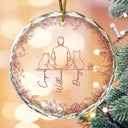 Sentimental,Christmas,Pet Lovers,Memorial,Vector - Woman Sitting With Pets Line Art - Personalized Circle Glass Ornament