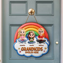 Gift For Grandma, Gift For Grandpa, Grandpa - Grandkids,Grandma - Grandkids, Gift For Women, Gift For Men, Happy - Wood Carved Effect Spoiled Grandkids Live Here - Personalized Custom Shaped Wood Sign