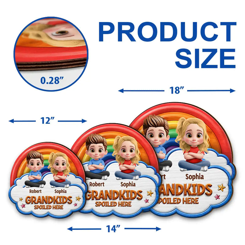 Gift For Grandma, Gift For Grandpa, Grandpa - Grandkids,Grandma - Grandkids, Gift For Women, Gift For Men, Happy - Wood Carved Effect Spoiled Grandkids Live Here - Personalized Custom Shaped Wood Sign