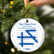 Gift For Colleagues,Christmas,Word Search Puzzle,Happy - Word Search Puzzle Best Team Ever Never Forget The Difference You Make - Personalized Circle Ceramic Ornament