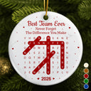 Gift For Colleagues,Christmas,Word Search Puzzle,Happy - Word Search Puzzle Best Team Ever Never Forget The Difference You Make - Personalized Circle Ceramic Ornament
