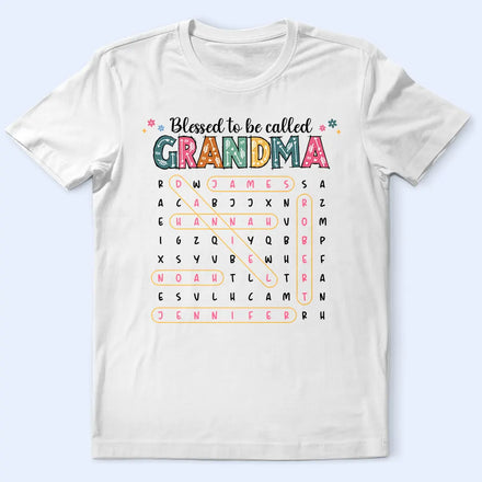 Word Search Puzzle Blessed To Be Called Grandma Nana - Personalized T Shirt