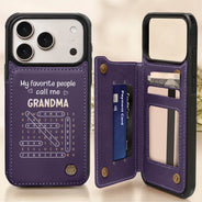 Word Search Puzzle Grandma Abuela My Favorite People Call Me - Personalized Leather Flip Wallet Phone Case
