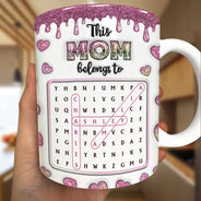 Gift For Mother,Gift For Grandma,Happy - Word Search Puzzle This Mom Grandma Belongs To - Personalized White Edge-to-Edge Mug